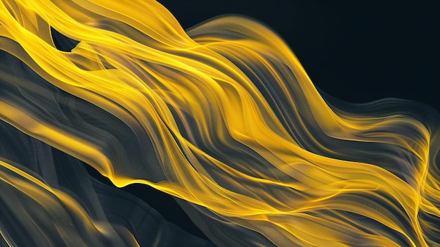 Flowing Abstract Yellow Waves on a Dark Background