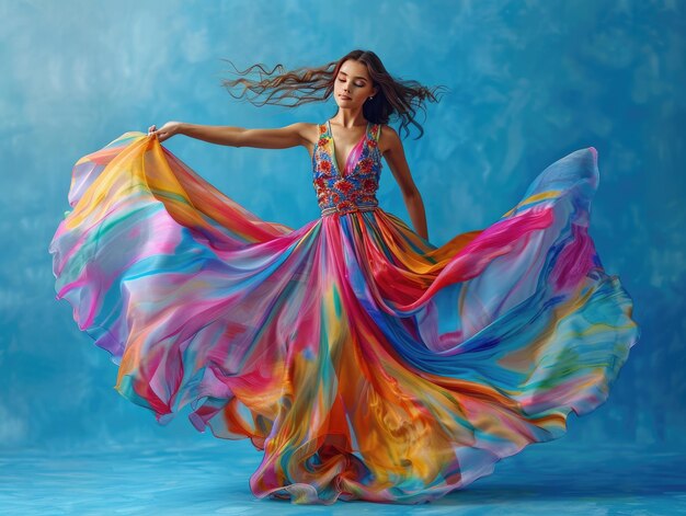 A flowing colorful dress