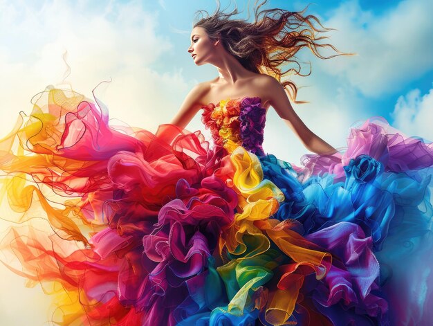 A flowing colorful dress