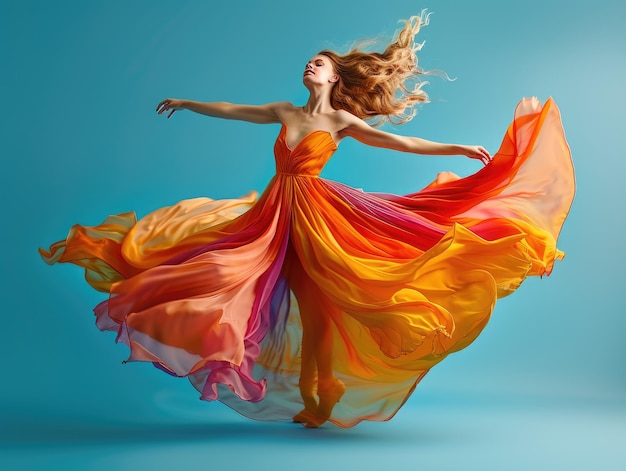 A flowing colorful dress