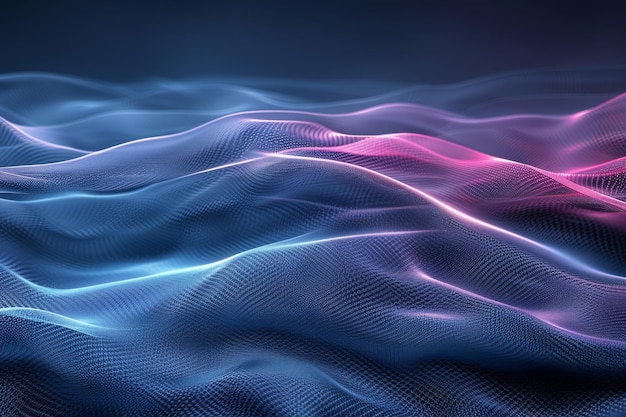 Flowing Digital Waves in Blue and Pink Abstract and Futuristic Smooth and Dynamic High Contrast Col