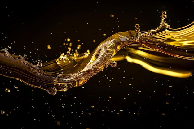 Flowing golden liquid splash