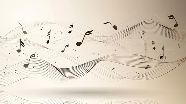 Photo flowing musical notes on beige wave background art