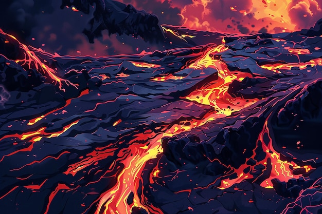 Photo flowing red lava background