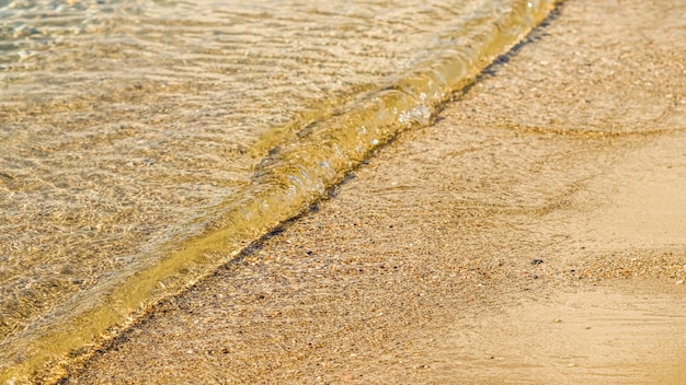 Flowing wave on the sea sandy beach Summer vacation background