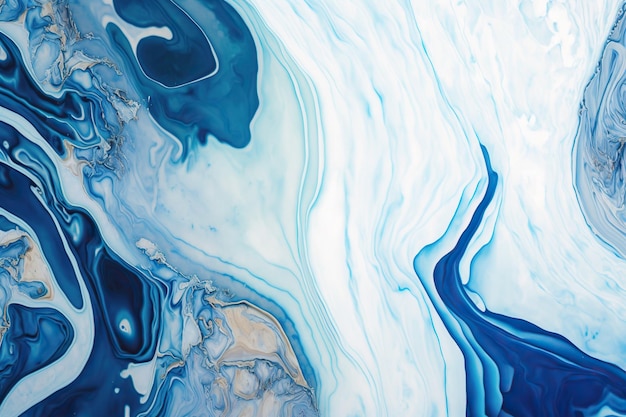 Flowing Waves of the Imaginary Ocean An Abstract Artistic Illustration in Blue Hues