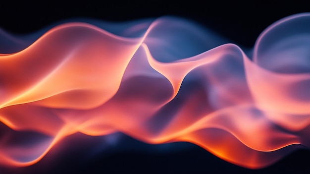 Photo flowing waves of vibrant orange and blue flames dance gracefully on a dark background