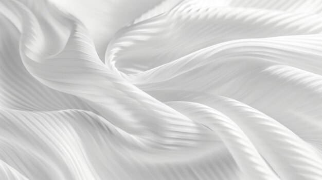 Photo flowing white fabric texture elegant waves of delicate sheer textile close up for background