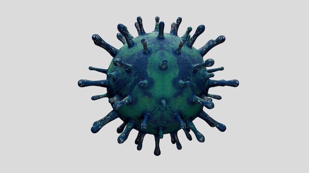 Flu coronavirus floating in fluid microscopic view