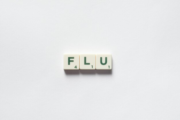 Flu formed of scrabble blocks