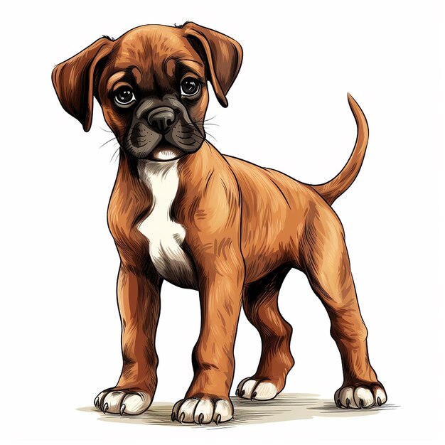 Fluffy Boxer Puppy Standing Right