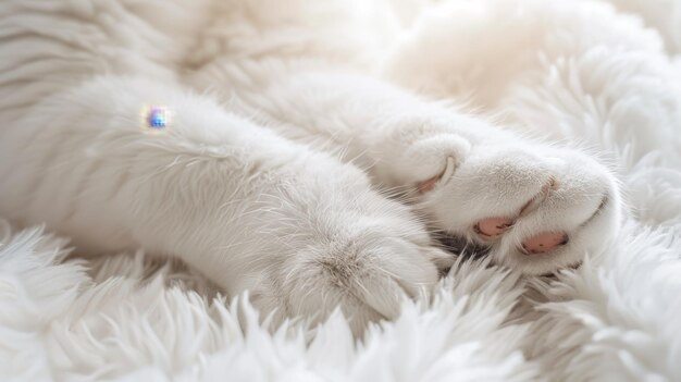 Photo the fluffy cat paws