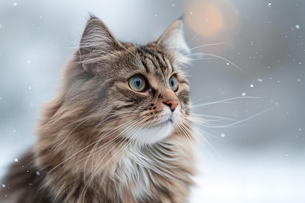 Photo a fluffy cat with a white whiskers and a black and white picture of a cat