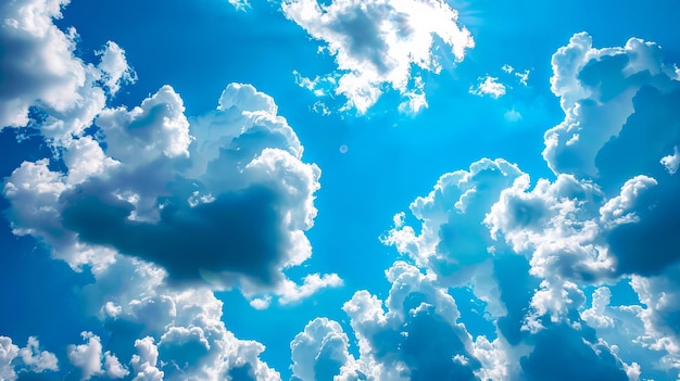 Fluffy clouds against blue sky