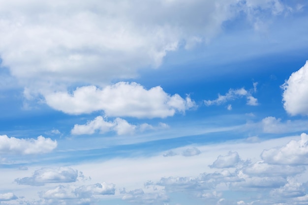 Fluffy clouds on blue sky Heaven background copy space