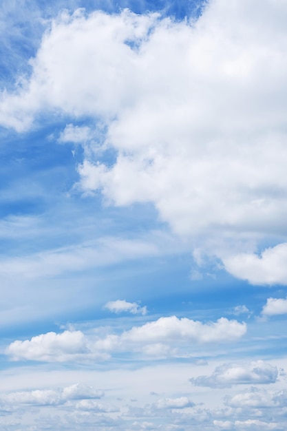 Fluffy clouds on blue sky Heaven background copy space