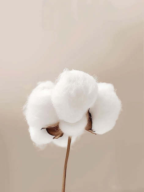 Photo a fluffy cotton ball soft and white with a smooth texture on an isolated background of neutral tones