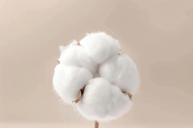 Photo a fluffy cotton ball soft and white with a smooth texture on an isolated background of neutral tones