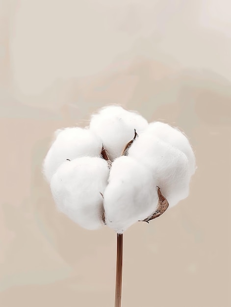 Photo a fluffy cotton ball soft and white with a smooth texture on an isolated background of neutral tones