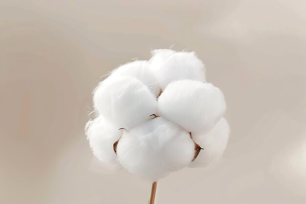 Photo a fluffy cotton ball soft and white with a smooth texture on an isolated background of neutral tones