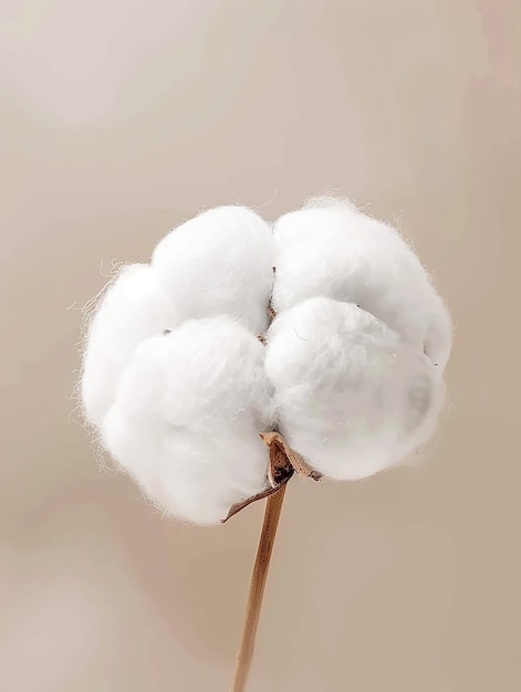 Photo a fluffy cotton ball soft and white with a smooth texture on an isolated background of neutral tones