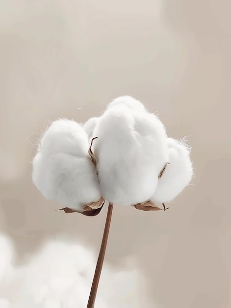 Photo a fluffy cotton ball soft and white with a smooth texture on an isolated background of neutral tones