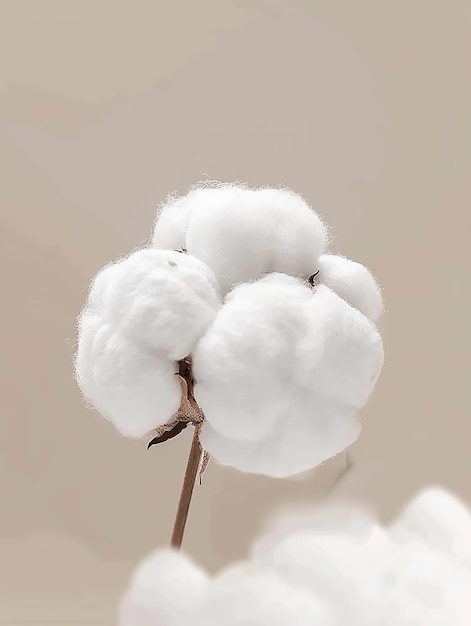 Photo a fluffy cotton ball soft and white with a smooth texture on an isolated background of neutral tones