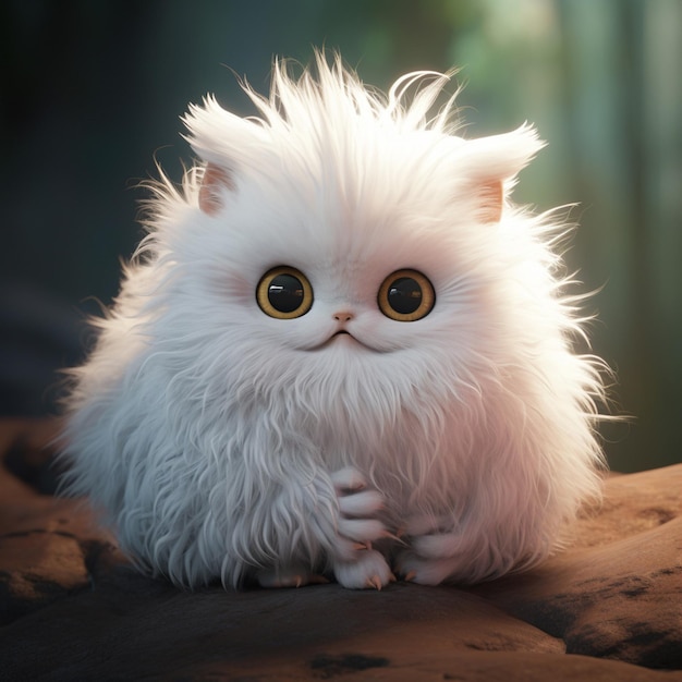 A fluffy creature with big round eyes