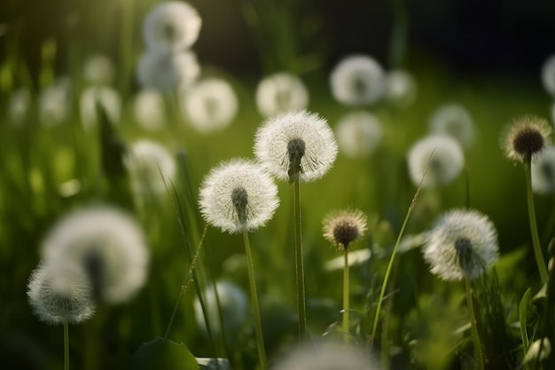 Fluffy dandelions Generate Ai