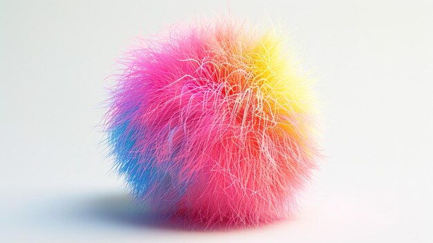 Photo a fluffy fluffy ball with a rainbow colored tail