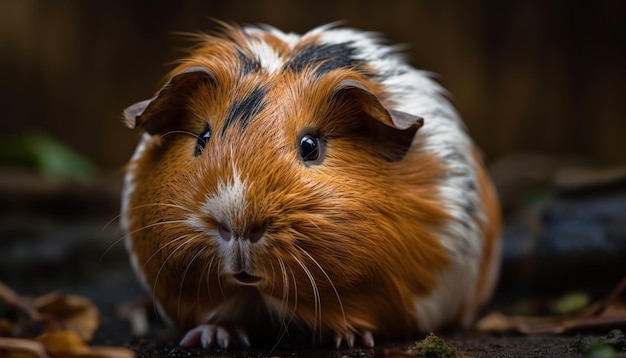 Fluffy guinea pig eating grass outdoors cute generated by AI