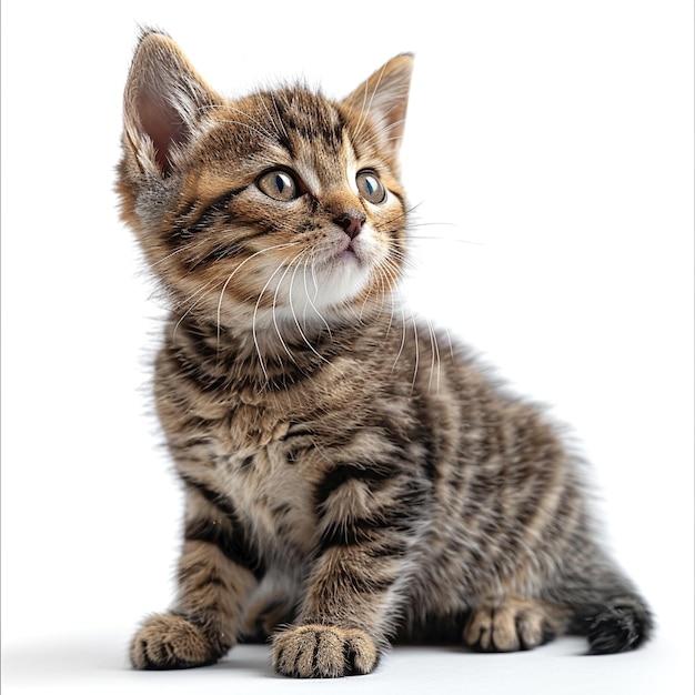 Fluffy Kitten on White Background