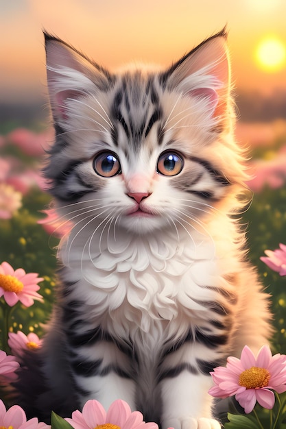 a Fluffy kitten with cute face