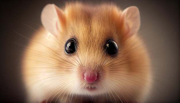 Fluffy little scared Hazel dormouse close-up, photorealistic render