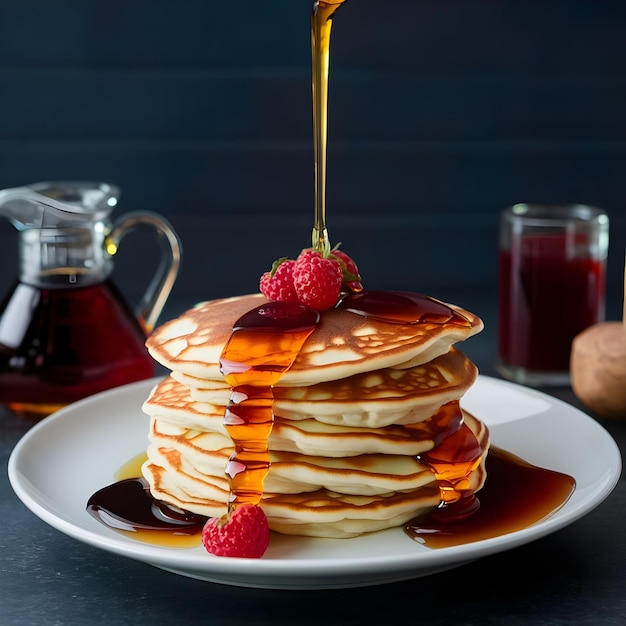 Fluffy Pancakes with Maple Syrup