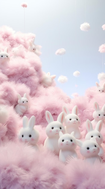 Photo fluffy pastel rabbit cartoon mammal animal