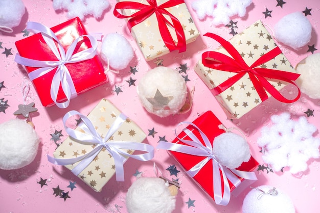 Fluffy pink Christmas background