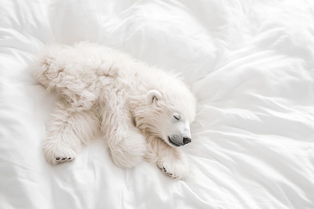 Photo a fluffy polar bear with a tiny nose on a white background