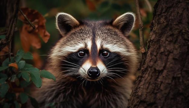 Fluffy red panda sitting on green grass generated by AI