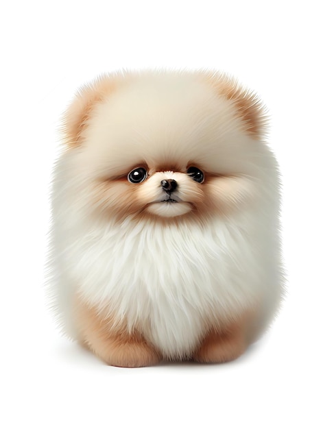 Fluffy small baby dog plush toy on white background created with generative AI