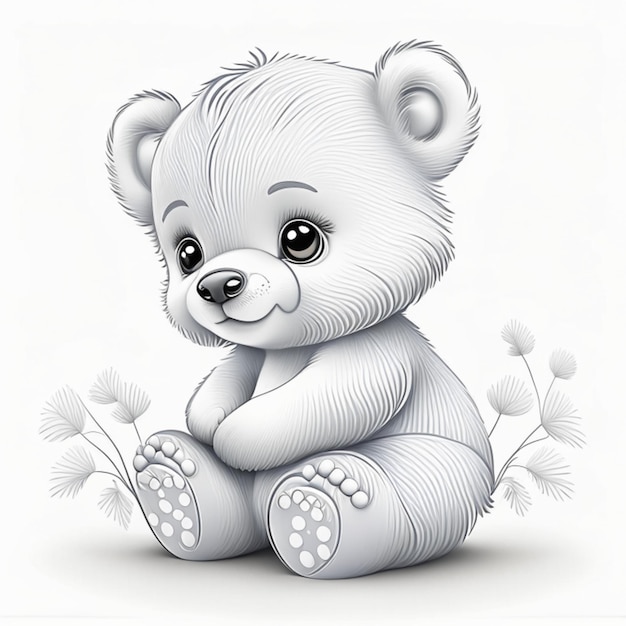 Fluffy Teddy Bear Coloring page for adults Coloring page for kids