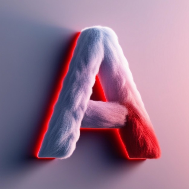 Photo fluffy textures letter a with 3d rendering of furry typography