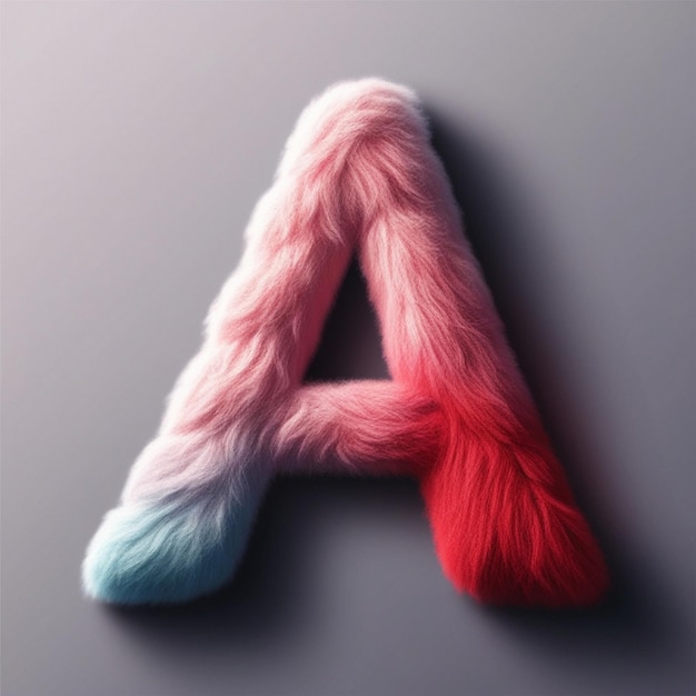 Photo fluffy textures letter a with 3d rendering of furry typography