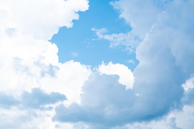 Fluffy and voluminous clouds in the blue sky