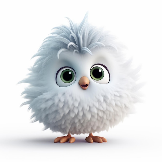 Fluffy White Bird Cute And Detailed 3d Animation Icon