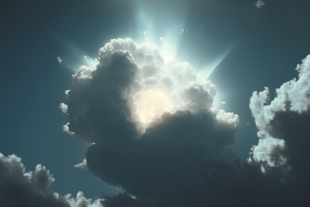 Fluffy White Cloud Against Blue Sky for Nature Outdoors Weather Climate