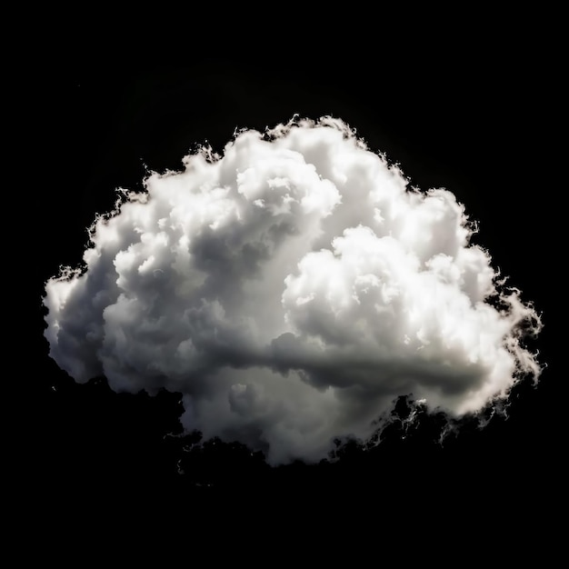 fluffy white cloud isolated on black background