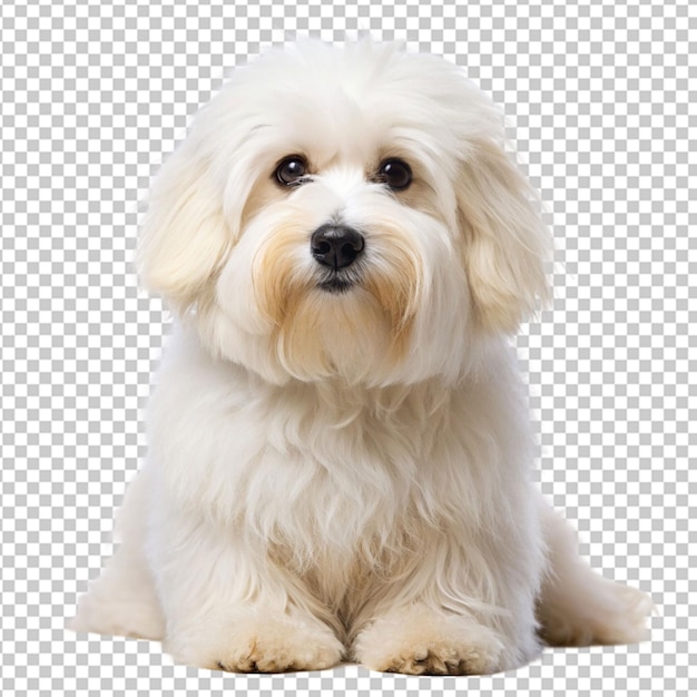 fluffy white dog on transparent background