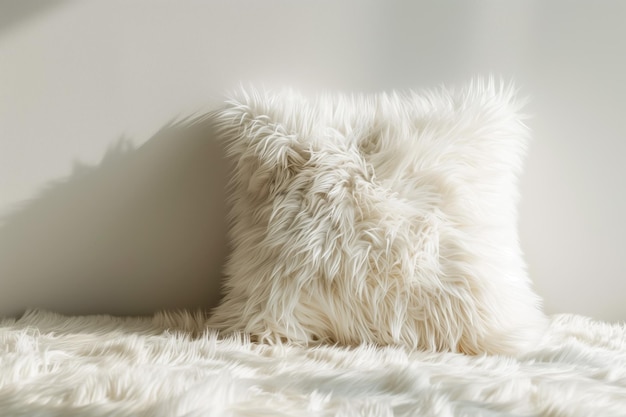 Photo fluffy white pillow with soft fabric