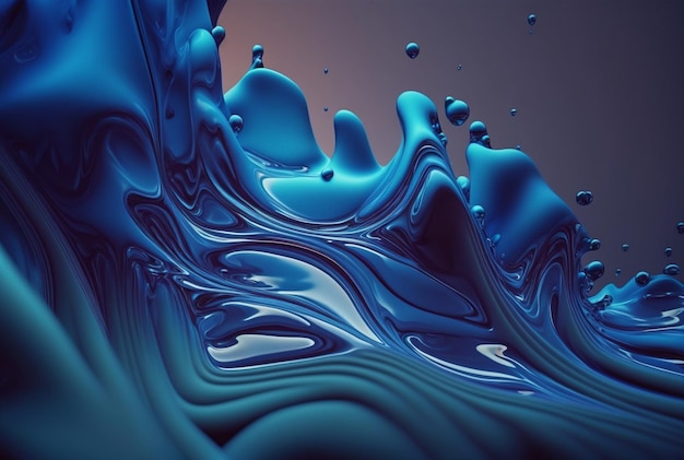 Fluid blue paintwavy blue fluid background abstract art generative ai